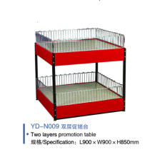 Double Layers Supermarket Metal Sales Promotional Display Stand